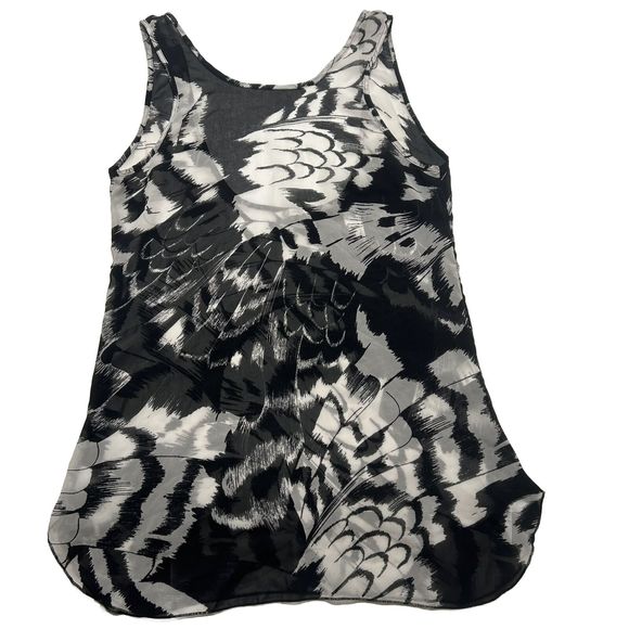 159 MA Women’s M Polyester Light Weight Sheer Tunic Boho Black White - Picture 1 of 7